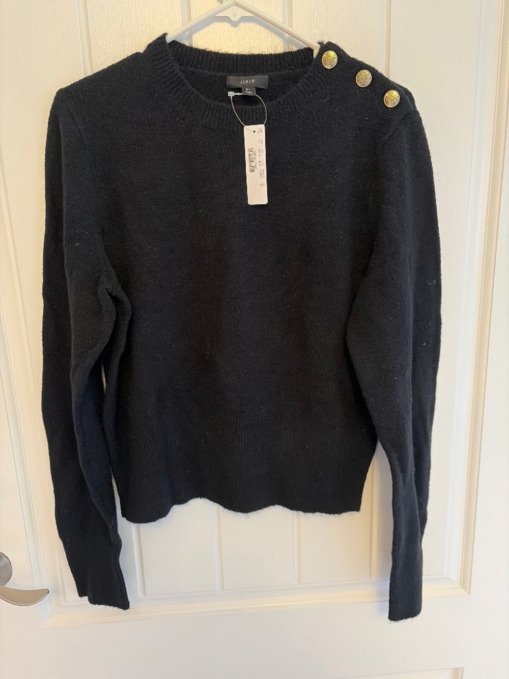 J. Crew NWT black sweater with button neck — XL